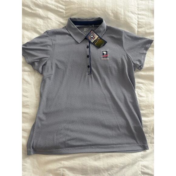 EP New York Women' Pebble Beach Geometric Jacquard Polo Inky Multi Size XL NWT - Picture 1 of 7